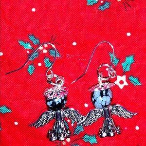 Semi Precious Stone Angel Earrings